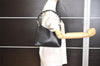 Authentic GUCCI Vintage Bamboo Shoulder Hand Bag Purse Leather Black 0971K