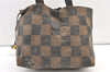 Authentic FENDI Vintage Pequin Check Tote Hand Bag PVC Leather Brown Black 0972K