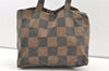 Authentic FENDI Vintage Pequin Check Tote Hand Bag PVC Leather Brown Black 0972K