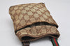 Authentic GUCCI Web Sherry Line Shoulder Bag GG Canvas Leather Brown Junk 0974K