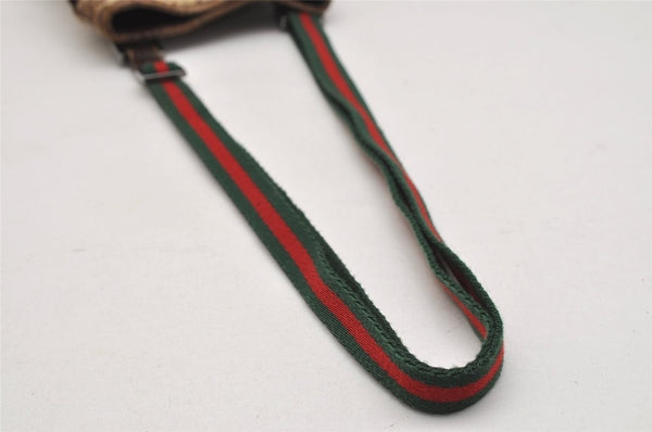 Authentic GUCCI Web Sherry Line Shoulder Bag GG Canvas Leather Brown Junk 0974K