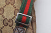 Authentic GUCCI Web Sherry Line Shoulder Bag GG Canvas Leather Brown Junk 0974K