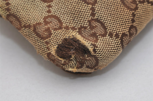 Authentic GUCCI Web Sherry Line Shoulder Bag GG Canvas Leather Brown Junk 0974K