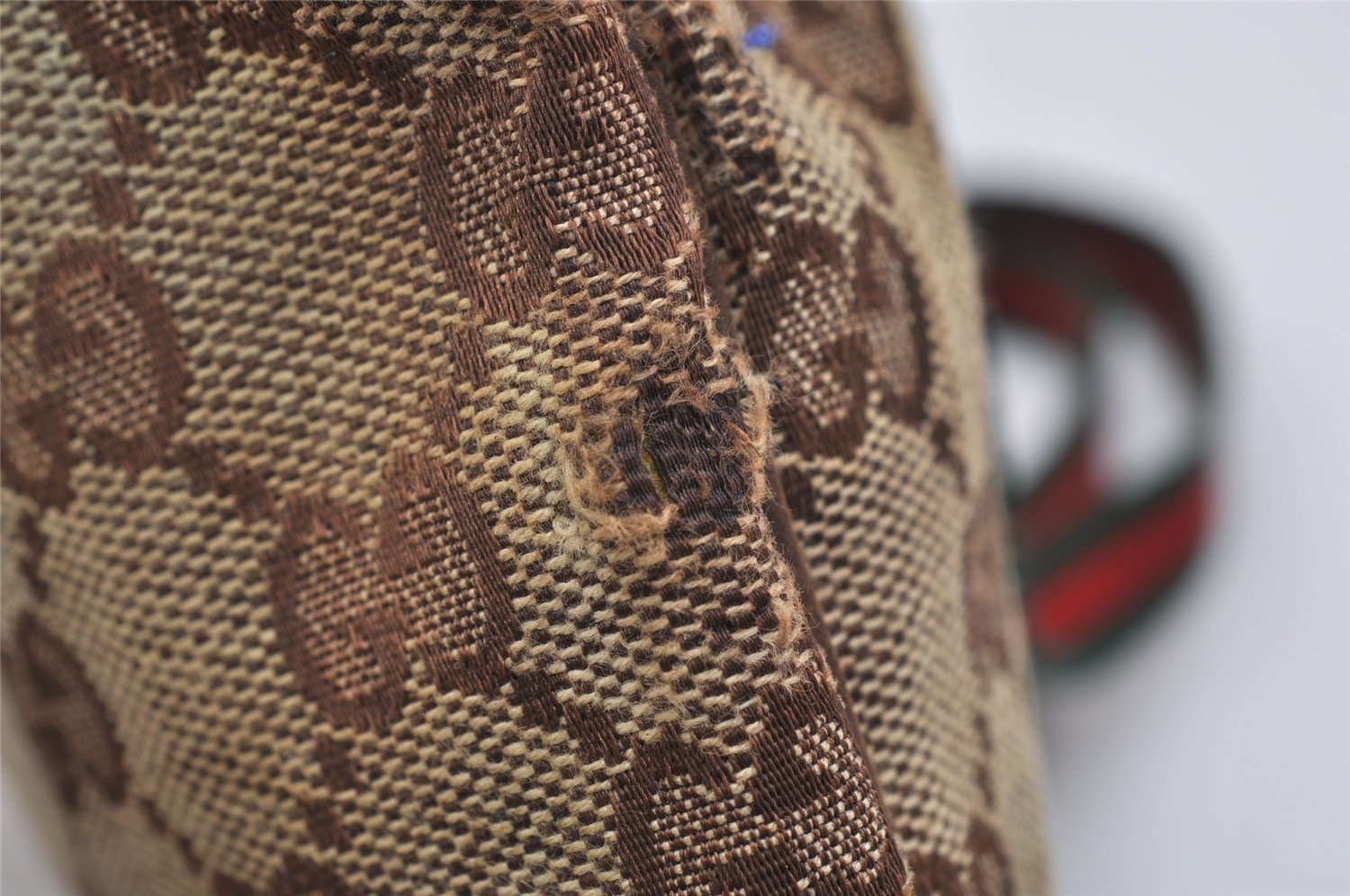 Authentic GUCCI Web Sherry Line Shoulder Bag GG Canvas Leather Brown Junk 0974K