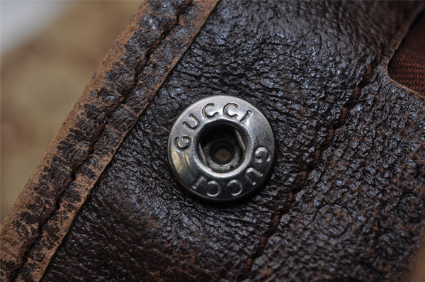 Authentic GUCCI Web Sherry Line Shoulder Bag GG Canvas Leather Brown Junk 0974K