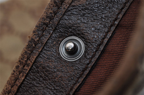 Authentic GUCCI Web Sherry Line Shoulder Bag GG Canvas Leather Brown Junk 0974K