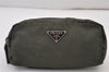 Authentic PRADA Vintage Nylon Leather Pouch Purse Khaki Green 0975K