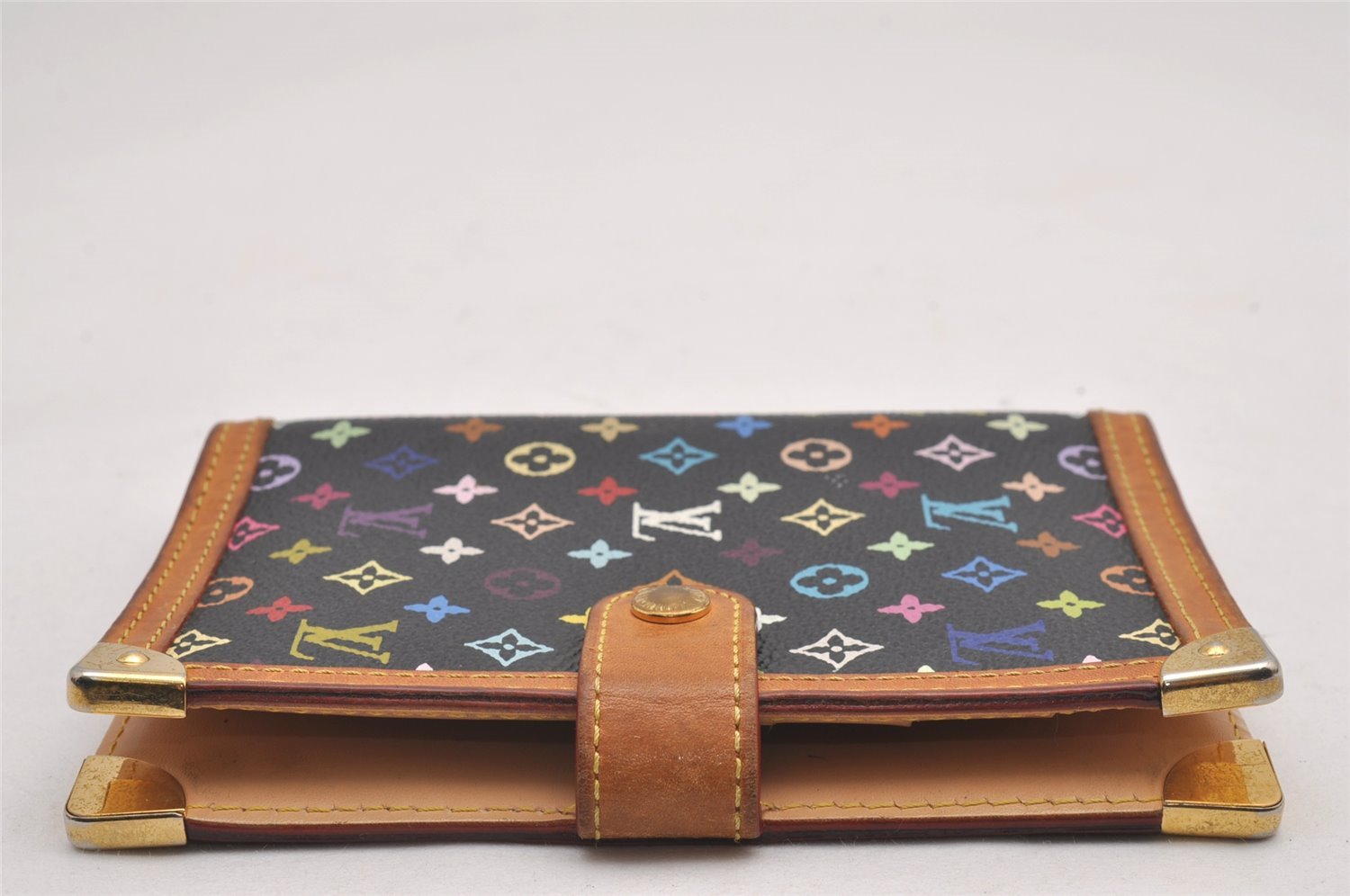 Authentic Louis Vuitton Monogram Multicolor Agenda PM Notebook Cover Black 0977J