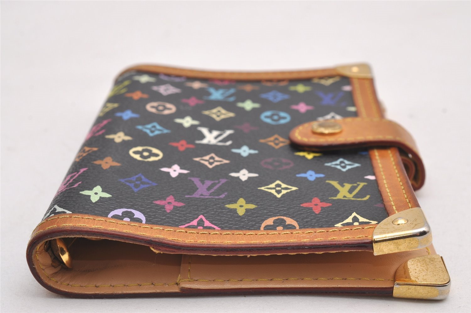 Authentic Louis Vuitton Monogram Multicolor Agenda PM Notebook Cover Black 0977J