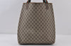 Authentic GUCCI Web Sherry Line Shoulder Tote Bag GG PVC Leather Brown 0979J