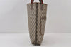 Authentic GUCCI Web Sherry Line Shoulder Tote Bag GG PVC Leather Brown 0979J
