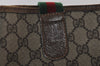 Authentic GUCCI Web Sherry Line Shoulder Tote Bag GG PVC Leather Brown 0979J