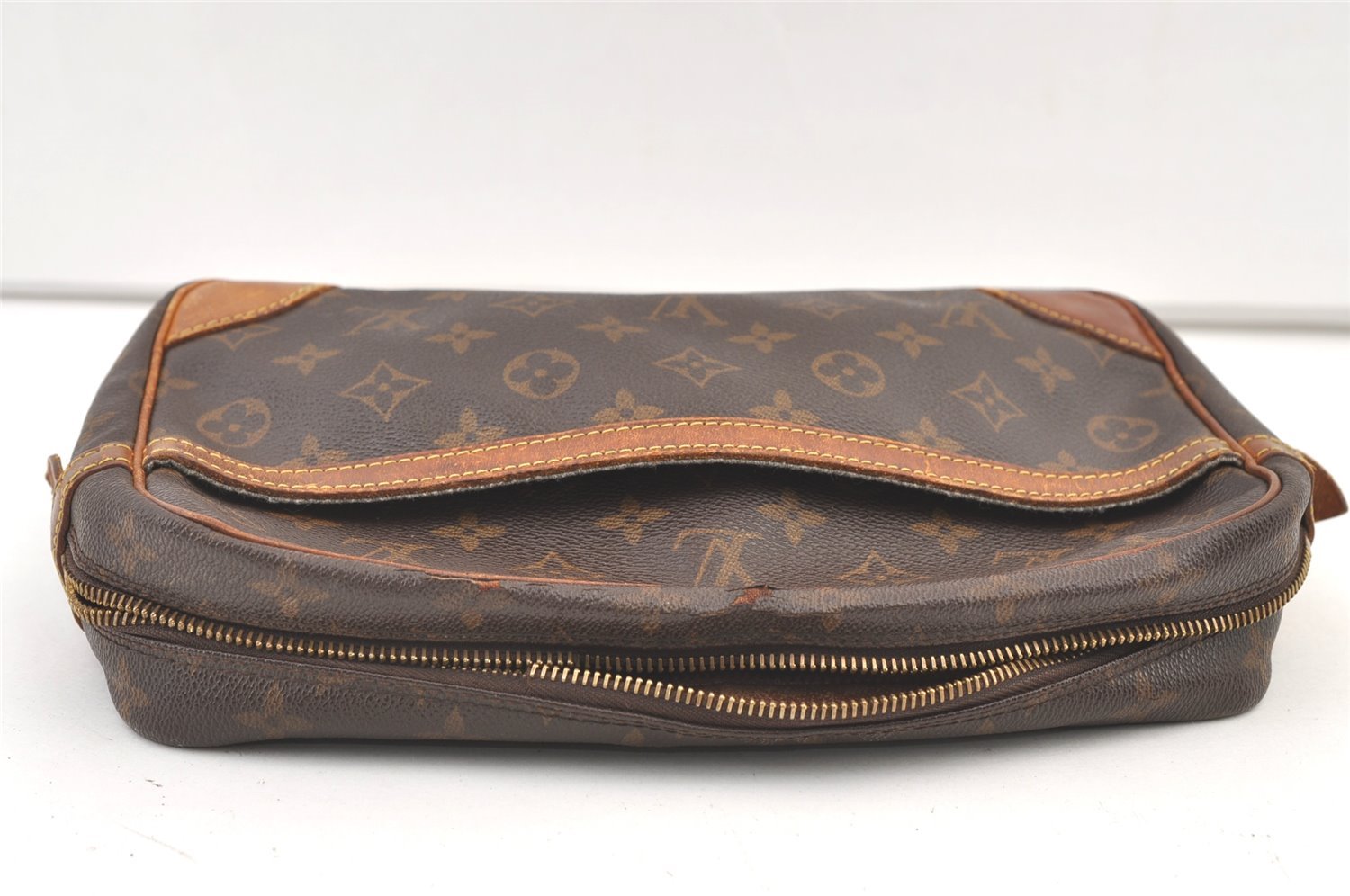 Authentic Louis Vuitton Monogram Compiegne 28 Clutch Hand Bag M51845 Junk 0980K