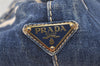 Authentic PRADA Vintage Canapa M Denim Tote Hand Bag Blue 0981J