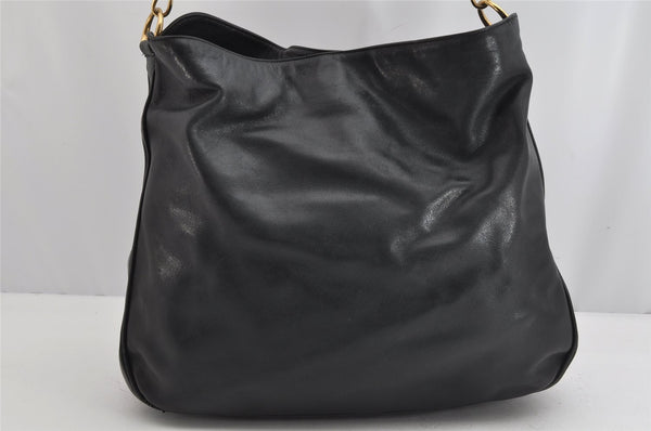 Authentic GUCCI Bamboo Vintage Shoulder Hand Bag Purse Leather Black Junk 0982K