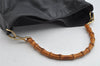 Authentic GUCCI Bamboo Vintage Shoulder Hand Bag Purse Leather Black Junk 0982K