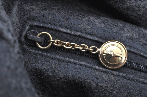 Authentic GUCCI Bamboo Vintage Shoulder Hand Bag Purse Leather Black Junk 0982K