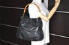 Authentic GUCCI Bamboo Vintage Shoulder Hand Bag Purse Leather Black Junk 0982K