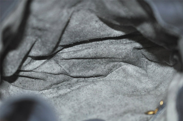 Authentic GUCCI Bamboo Shoulder Hand Bag Purse Suede Leather Navy Blue 0983I