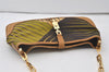 Authentic GUCCI Jackie Chain Shoulder Hand Bag Nylon Leather 0019032 Brown 0983J