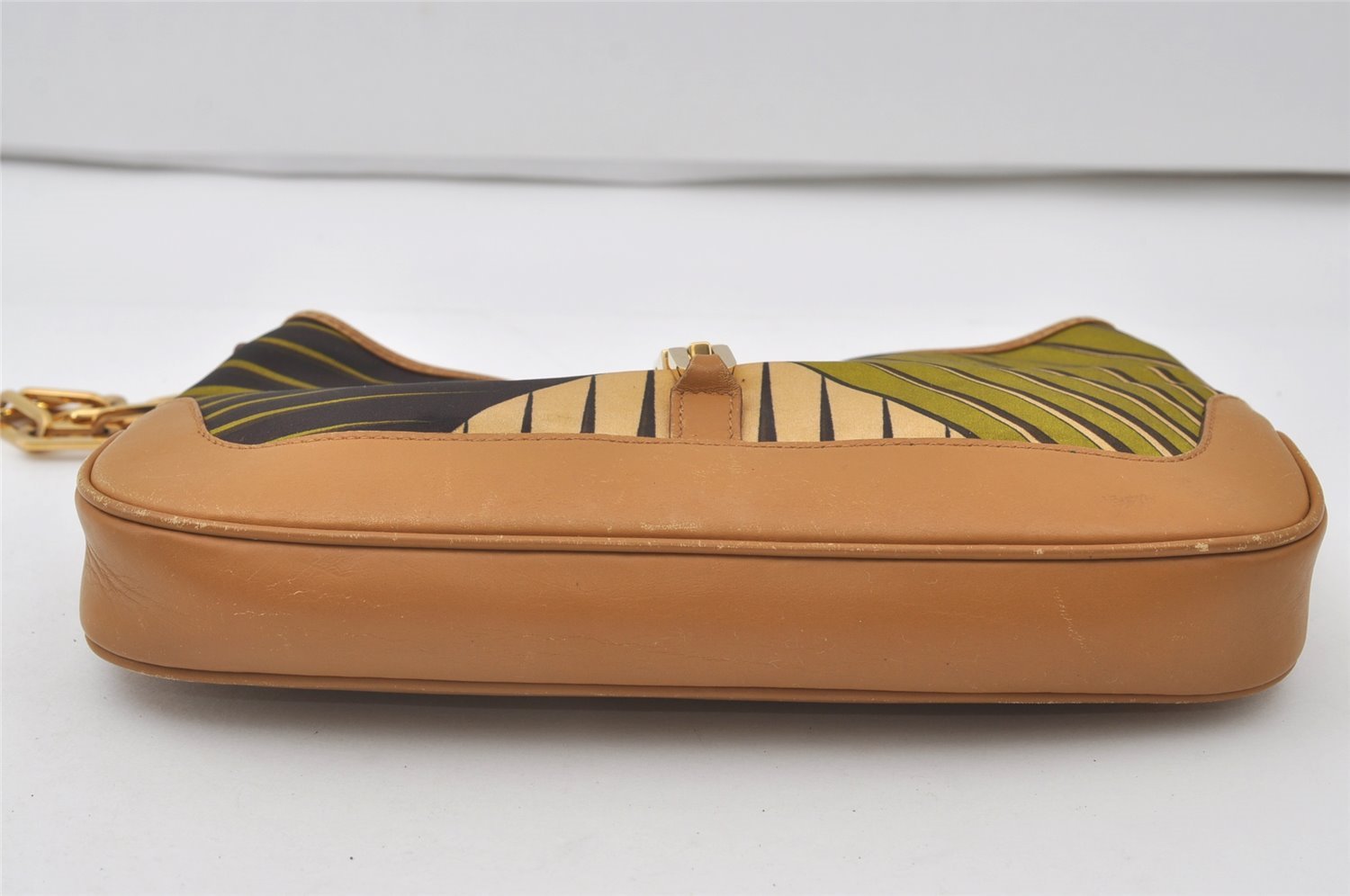 Authentic GUCCI Jackie Chain Shoulder Hand Bag Nylon Leather 0019032 Brown 0983J