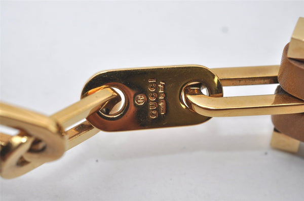 Authentic GUCCI Jackie Chain Shoulder Hand Bag Nylon Leather 0019032 Brown 0983J