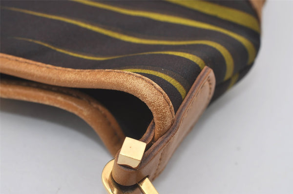 Authentic GUCCI Jackie Chain Shoulder Hand Bag Nylon Leather 0019032 Brown 0983J