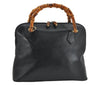 Authentic GUCCI Bamboo 2way Hand Shoulder Bag Leather Navy Blue Junk 0983K