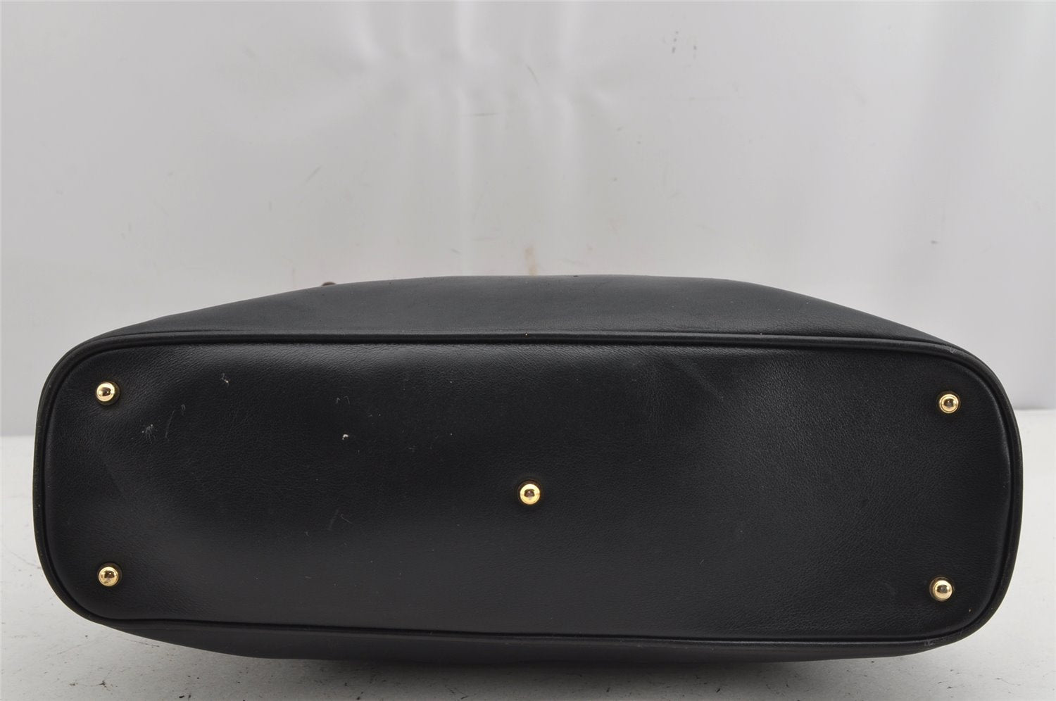 Authentic GUCCI Bamboo 2way Hand Shoulder Bag Leather Navy Blue Junk 0983K