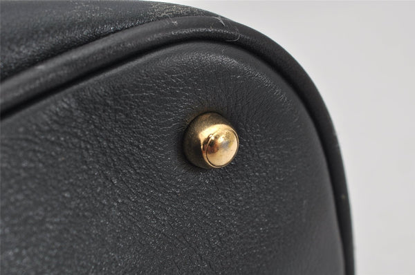 Authentic GUCCI Bamboo 2way Hand Shoulder Bag Leather Navy Blue Junk 0983K