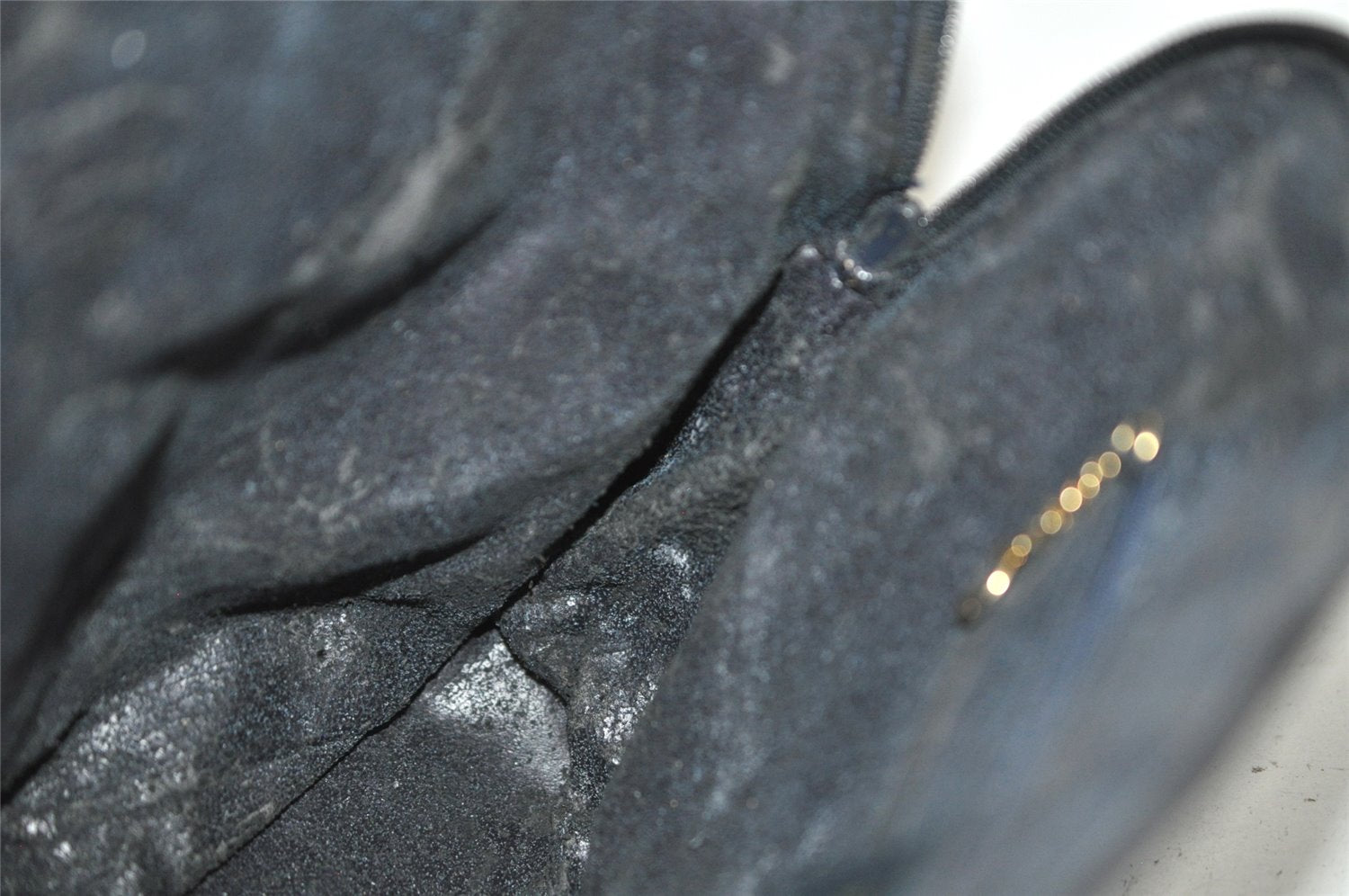 Authentic GUCCI Bamboo 2way Hand Shoulder Bag Leather Navy Blue Junk 0983K