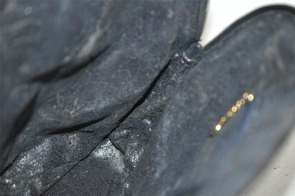 Authentic GUCCI Bamboo 2way Hand Shoulder Bag Leather Navy Blue Junk 0983K