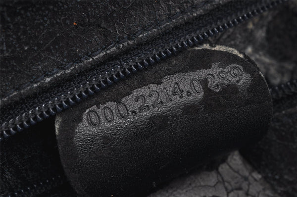 Authentic GUCCI Bamboo 2way Hand Shoulder Bag Leather Navy Blue Junk 0983K