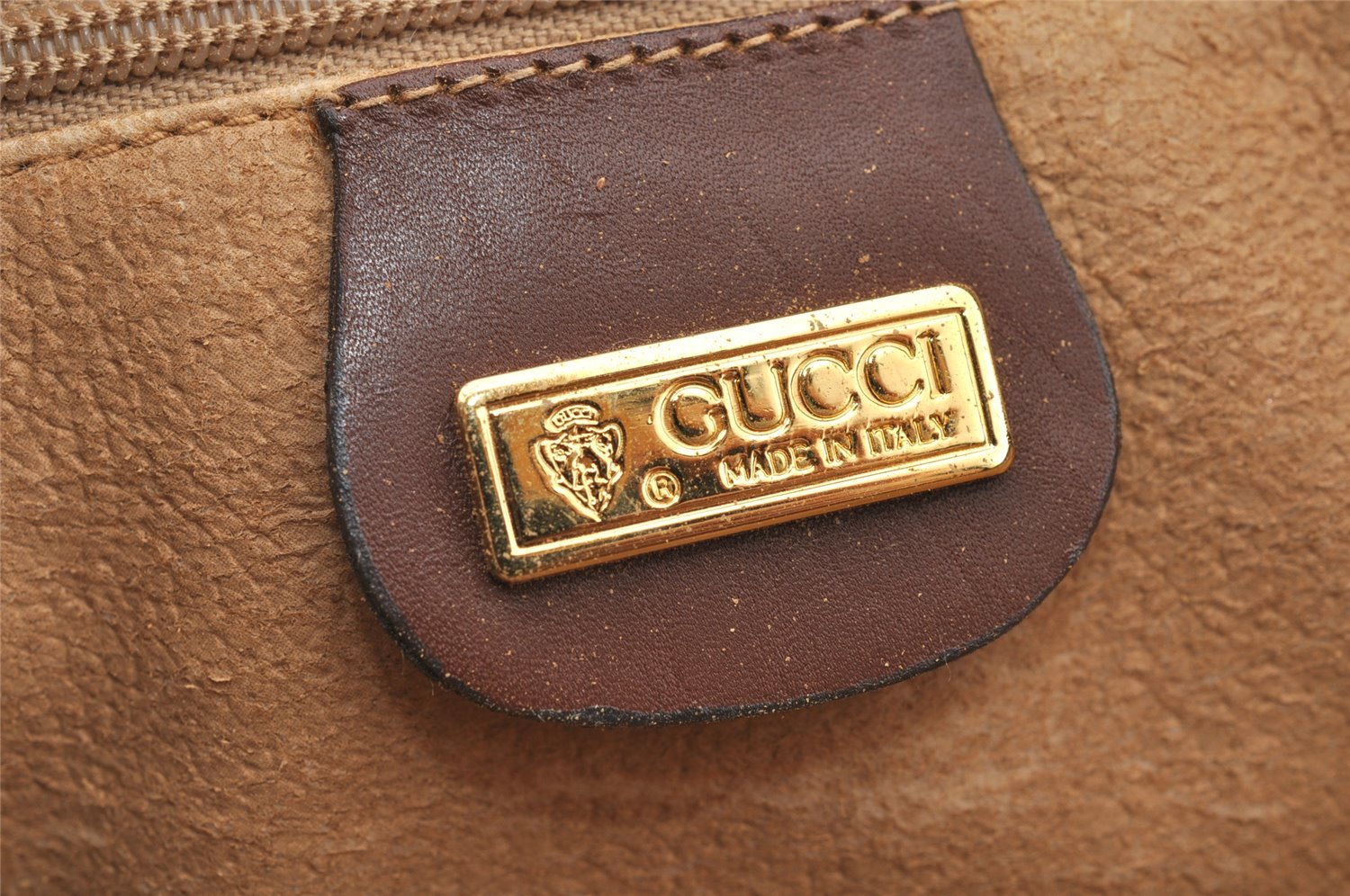 Authentic GUCCI Micro GG PVC Leather Shoulder Cross Body Bag Purse Brown 0984I