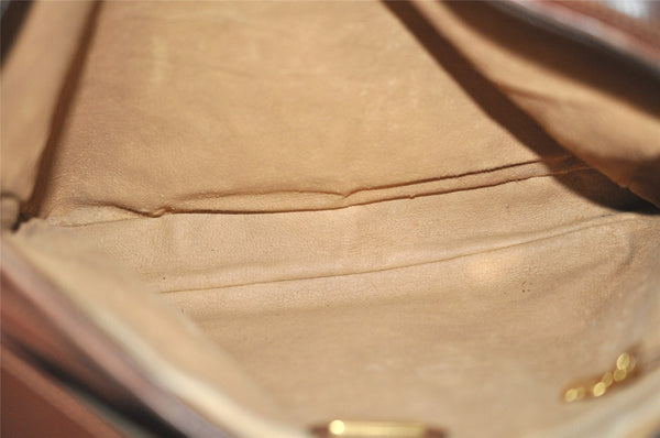 Authentic GUCCI Micro GG PVC Leather Shoulder Cross Body Bag Purse Brown 0984I