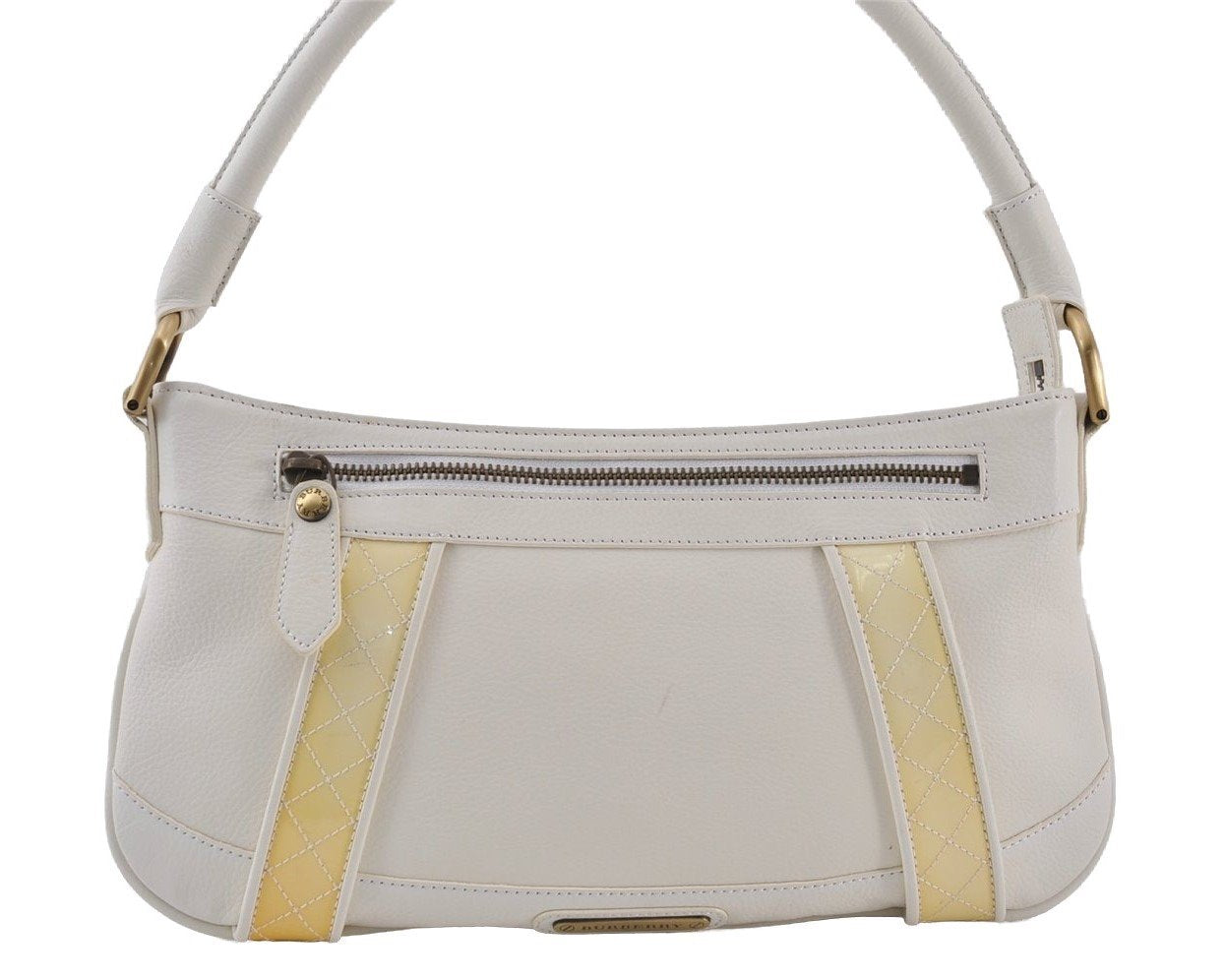 Authentic BURBERRY Vintage Leather Shoulder Hand Bag Purse White 0985J