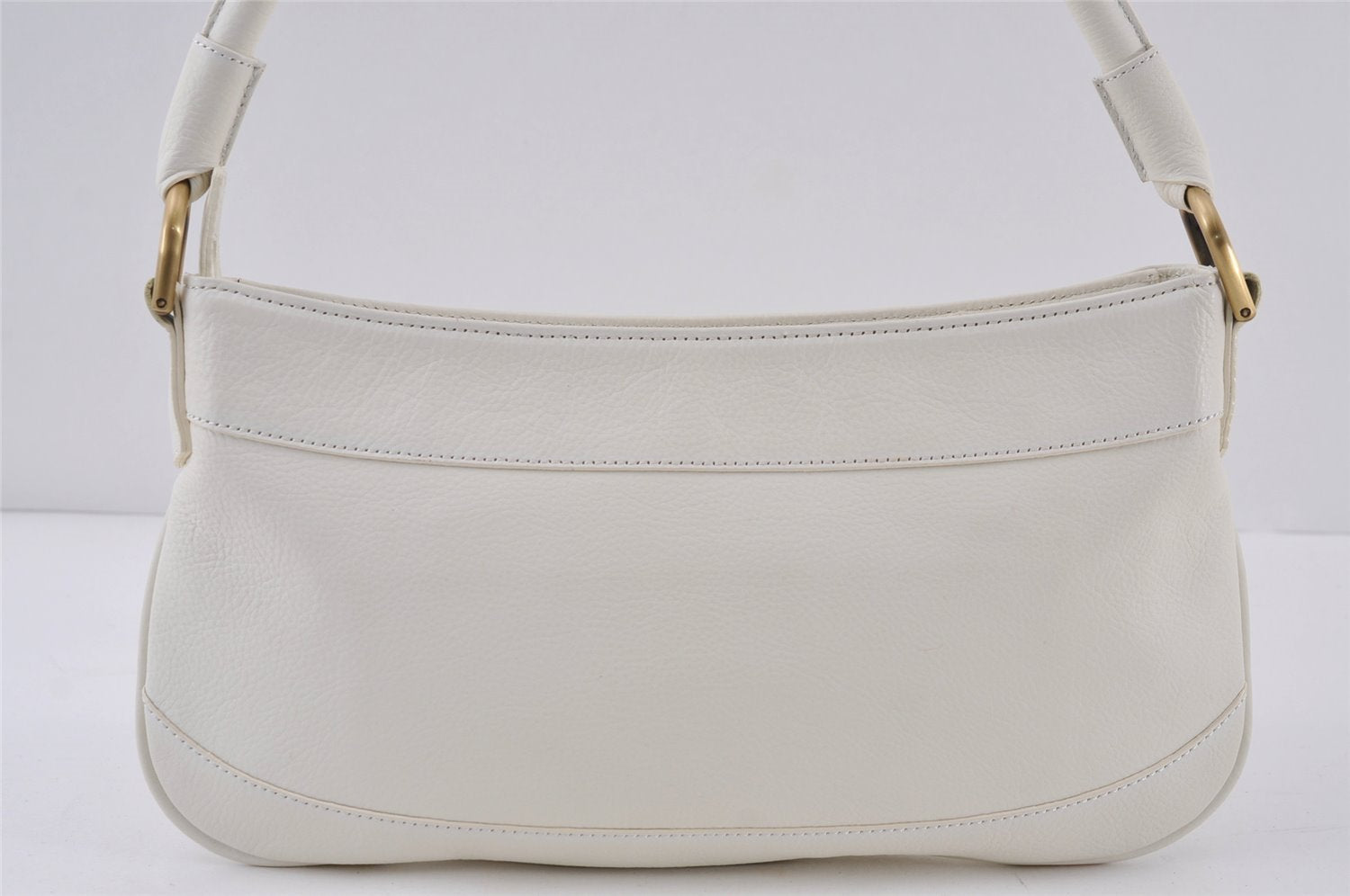 Authentic BURBERRY Vintage Leather Shoulder Hand Bag Purse White 0985J