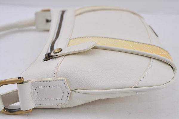 Authentic BURBERRY Vintage Leather Shoulder Hand Bag Purse White 0985J