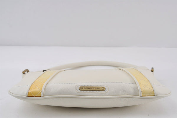 Authentic BURBERRY Vintage Leather Shoulder Hand Bag Purse White 0985J