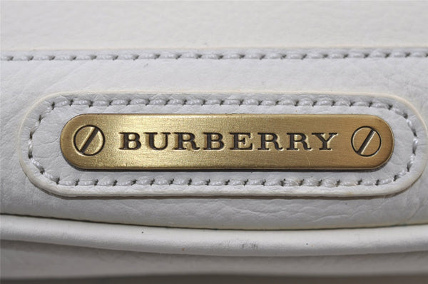 Authentic BURBERRY Vintage Leather Shoulder Hand Bag Purse White 0985J