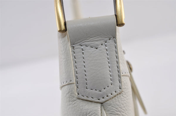 Authentic BURBERRY Vintage Leather Shoulder Hand Bag Purse White 0985J