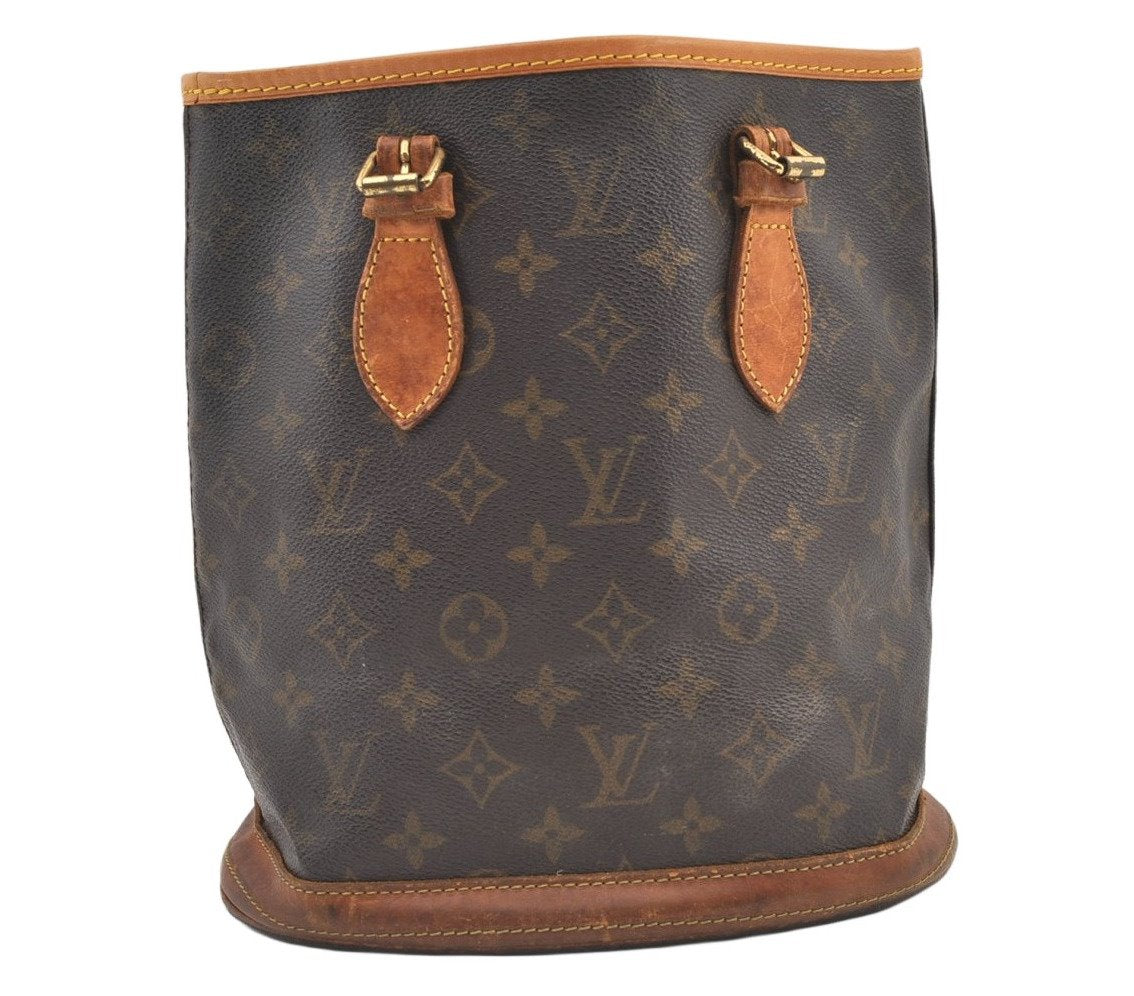 Authentic Louis Vuitton Monogram Bucket PM Shoulder Tote Bag M42238 Junk 0985K