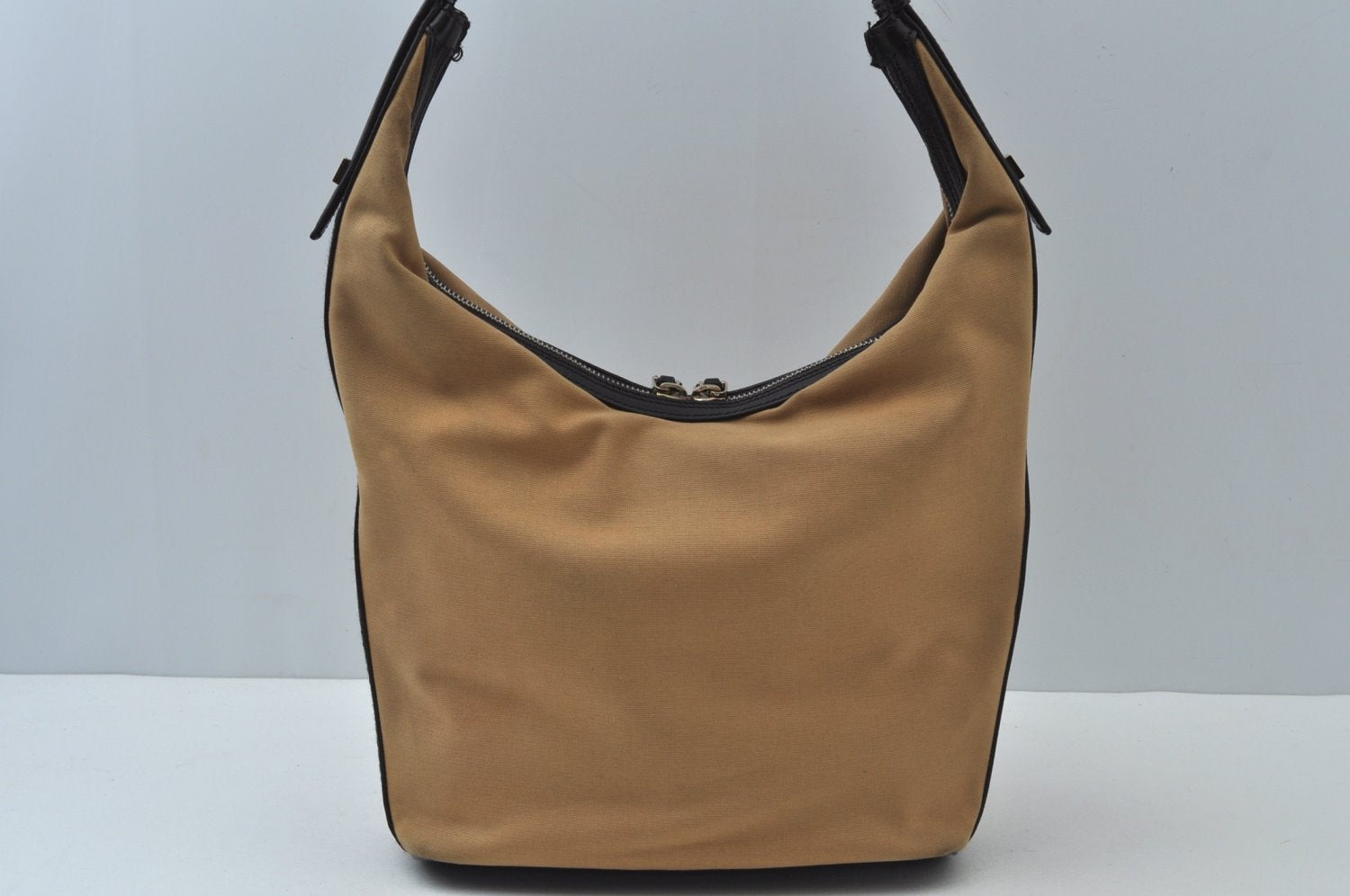 Authentic GUCCI Web Sherry Line Shoulder Bag Canvas Leather 0014288 Beige 0986J