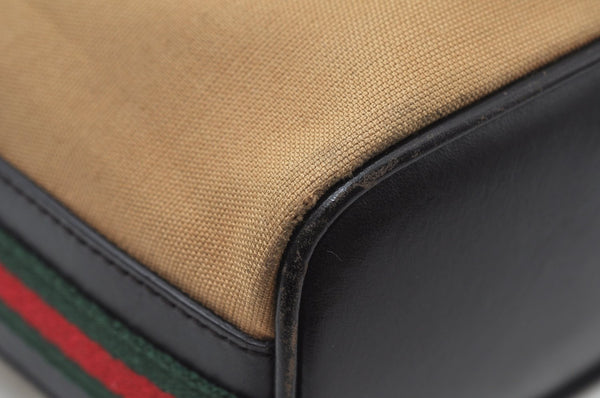 Authentic GUCCI Web Sherry Line Shoulder Bag Canvas Leather 0014288 Beige 0986J