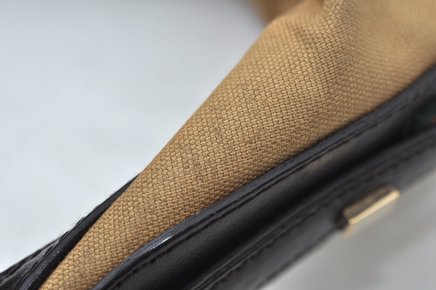 Authentic GUCCI Web Sherry Line Shoulder Bag Canvas Leather 0014288 Beige 0986J
