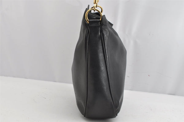 Authentic GUCCI Bamboo Vintage Shoulder Hand Bag Purse Leather Black Junk 0987K