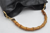 Authentic GUCCI Bamboo Vintage Shoulder Hand Bag Purse Leather Black Junk 0987K