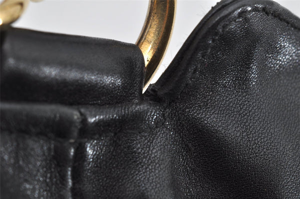 Authentic GUCCI Bamboo Vintage Shoulder Hand Bag Purse Leather Black Junk 0987K