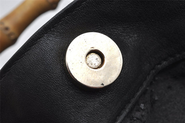 Authentic GUCCI Bamboo Vintage Shoulder Hand Bag Purse Leather Black Junk 0987K
