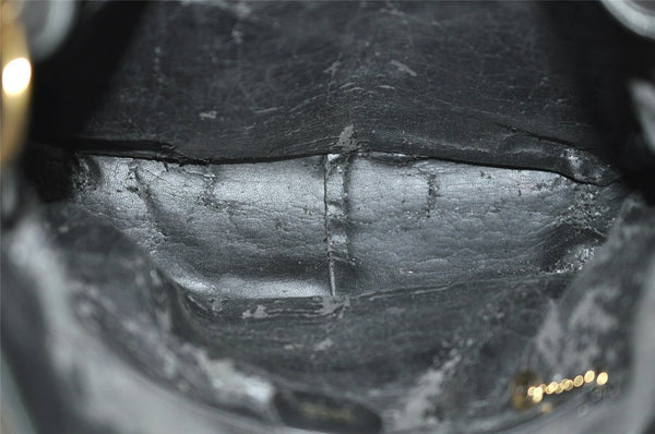 Authentic GUCCI Bamboo Vintage Shoulder Hand Bag Purse Leather Black Junk 0987K